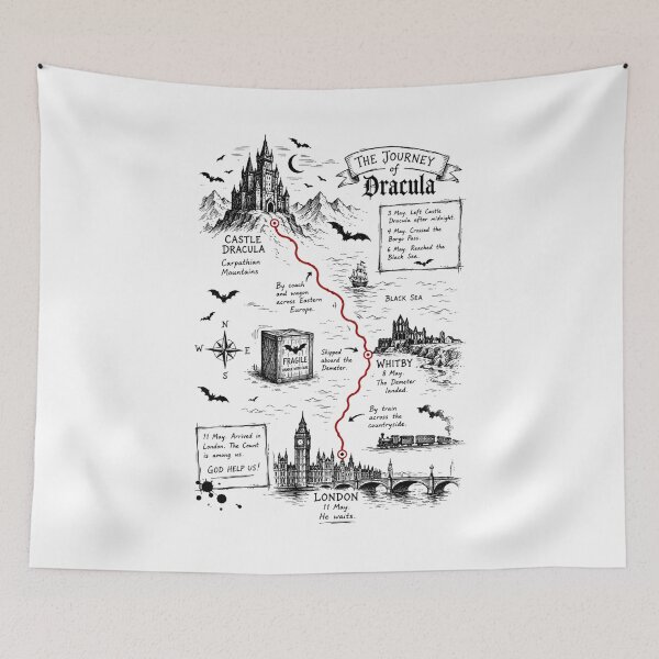 Item preview, The Journey of Dracula Map Infographic Transylvania To London designed and sold by Fenay Designs.