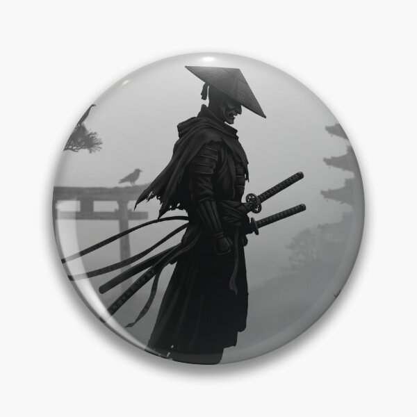 Item preview, Dark Samurai Silhouette - Japanese Ronin Warrior & Pagoda Mist Landscape designed and sold by WormJ.