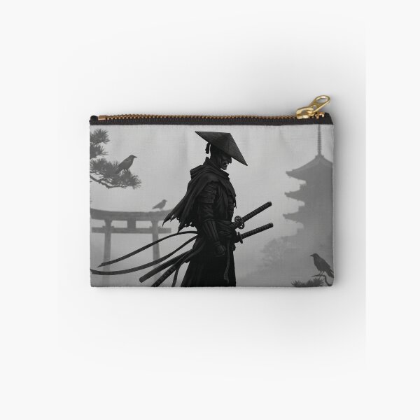 Item preview, Dark Samurai Silhouette - Japanese Ronin Warrior & Pagoda Mist Landscape designed and sold by WormJ.
