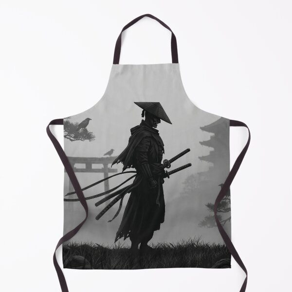 Item preview, Dark Samurai Silhouette - Japanese Ronin Warrior & Pagoda Mist Landscape designed and sold by WormJ.