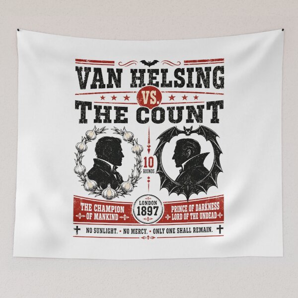 Item preview, Van Helsing Vs The Count Dracula Vintage Fight Poster Art designed and sold by Fenay Designs.