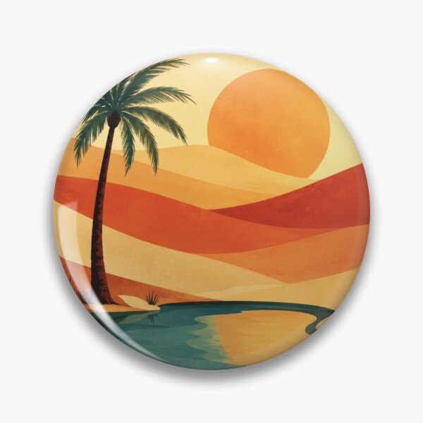 Item preview, Desert Oasis Sunset Minimal Landscape Art designed and sold by PixelParinda.