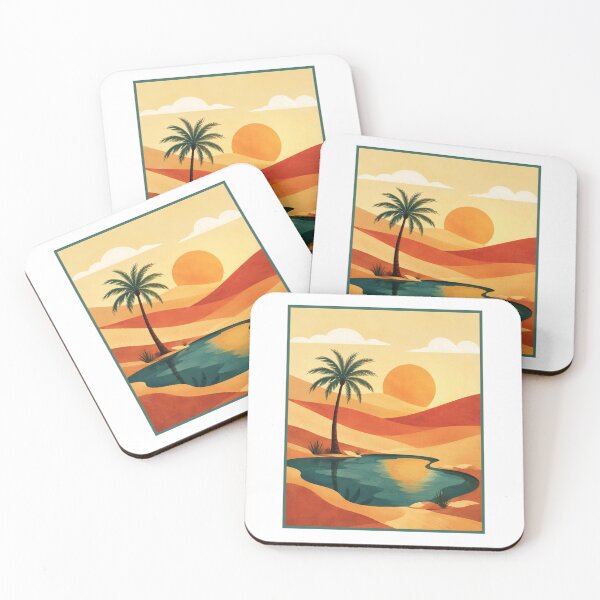 Item preview, Desert Oasis Sunset Minimal Landscape Art designed and sold by PixelParinda.