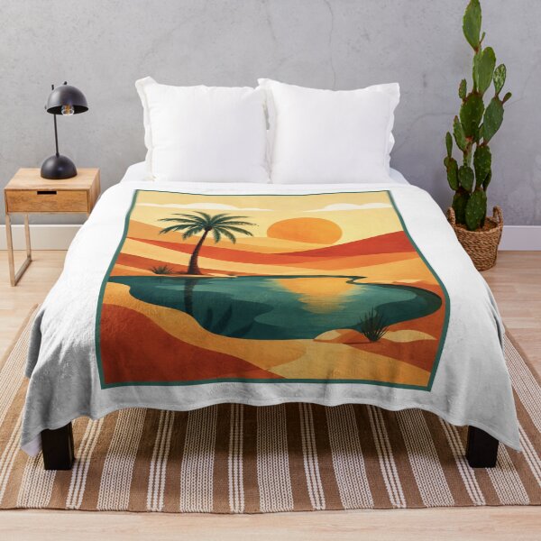 Item preview, Desert Oasis Sunset Minimal Landscape Art designed and sold by PixelParinda.