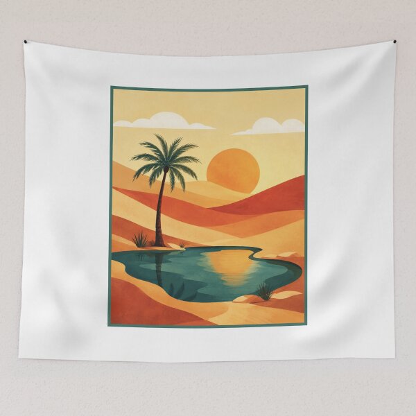 Item preview, Desert Oasis Sunset Minimal Landscape Art designed and sold by PixelParinda.