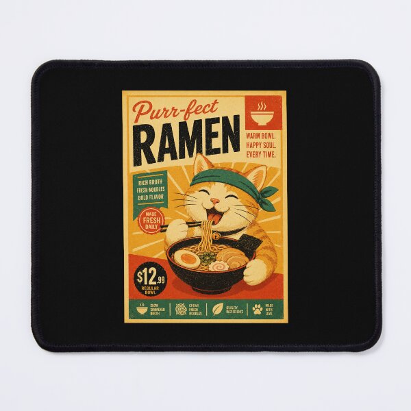 Item preview, Purrfect Ramen Cat Poster with Cozy Retro Noodle Shop Style designed and sold by eliramaison.