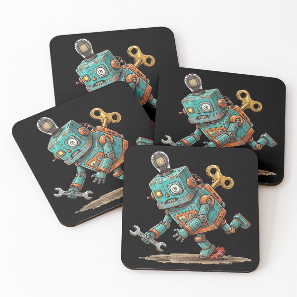 Item preview, Retro Tin Toy Clumsy Goofy Robot Wind Up Key designed and sold by DuckOddity.