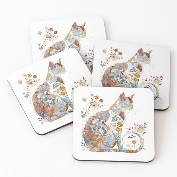 Item preview, Cat Colorful Floral Patterns Vintage Flowers Art Cat Lover T-Shirt designed and sold by SavsMerch.