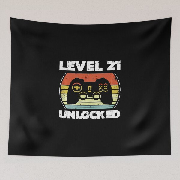 Item preview, Level 21 Unlocked Retro Gaming Birthday For Adult Gamers designed and sold by FGTV2021.
