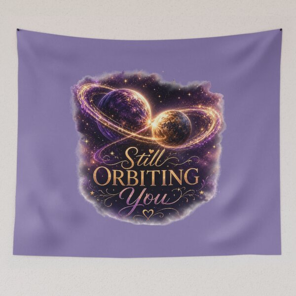 Item preview, Still Orbiting You, Cosmic Love Design, Celestial Romance Artwork designed and sold by JagrDesigns.