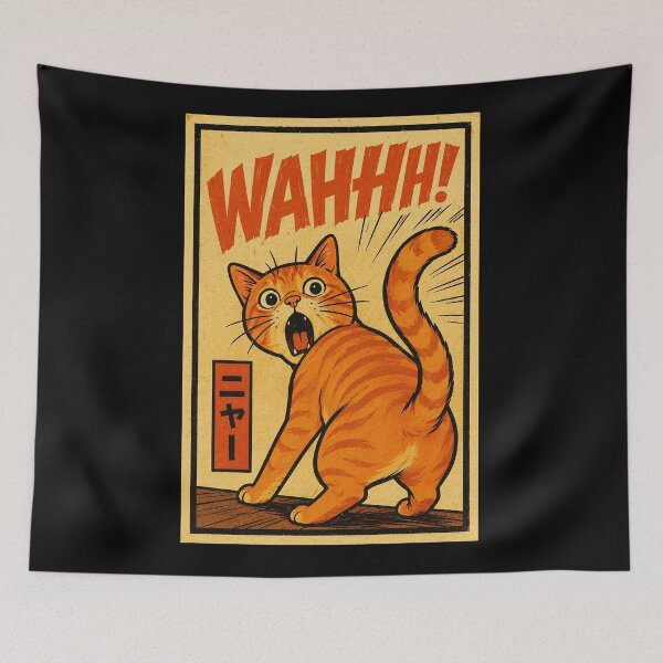 Item preview, Retro Orange Cat Chaos Poster with Funny Manga Reaction Energy designed and sold by ferminhays.