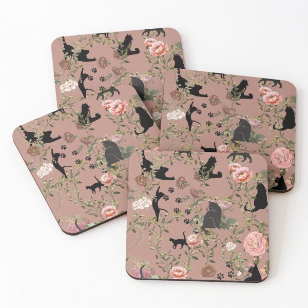 Item preview, Black Cats Floral Cottagecore Pattern | Vintage Aesthetic Cat Lover Gift 2 designed and sold by Asmaa Abdul-Azim.