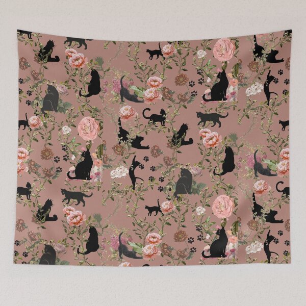 Item preview, Black Cats Floral Cottagecore Pattern | Vintage Aesthetic Cat Lover Gift 2 designed and sold by Asmaa Abdul-Azim.