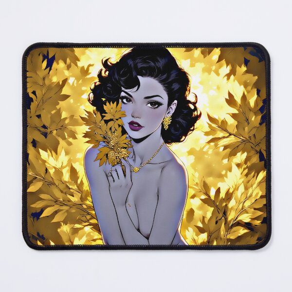 Item preview, Golden Floral Portrait Elegant Woman designed and sold by Neer arts.