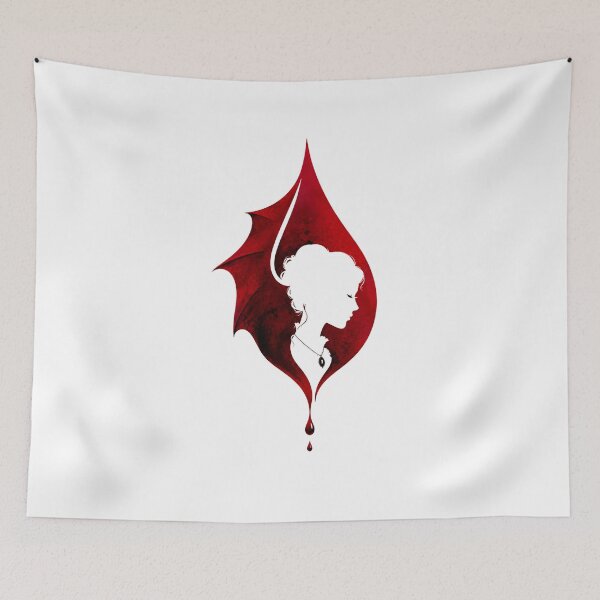 Item preview, Gothic Vampire Wing Blood Drop Victorian Woman Silhouette Art designed and sold by Fenay Designs.