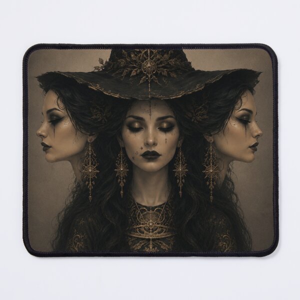 Item preview, Triple-Faced Gothic Witch | Dark Occult Fantasy Portrait designed and sold by WhimsyWink.