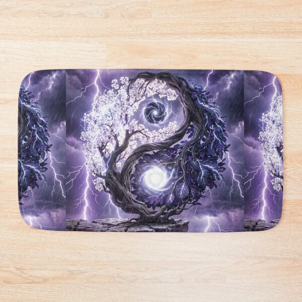 Item preview, Yin Yang Tree Storm Lightning Cliff designed and sold by kmiArtistIA.