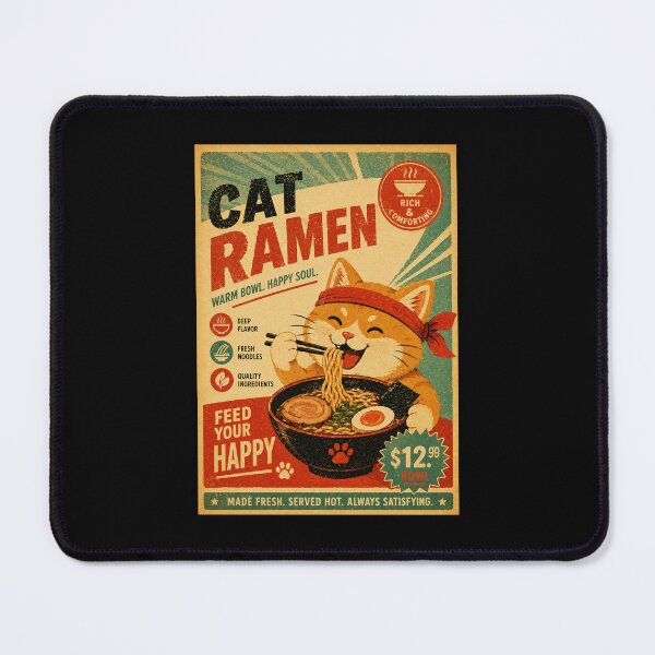 Item preview, Cute Cat Ramen Poster with Cozy Retro Japanese Food Stall Style designed and sold by eliramaison.