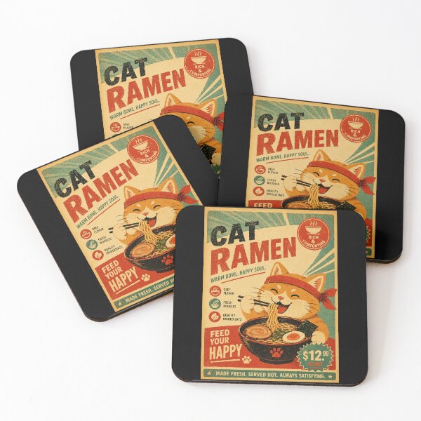 Item preview, Cute Cat Ramen Poster with Cozy Retro Japanese Food Stall Style designed and sold by eliramaison.
