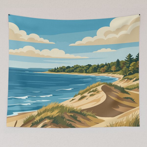 Item preview, Indiana Dunes National Park USA Vintage Travel designed and sold by RareDeerArt.