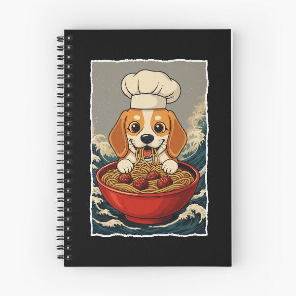 Item preview, Cute Chef Puppy Eating Spaghetti In Retro Japanese Wave designed and sold by JordynLadukeg65.