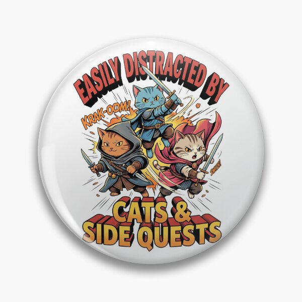 Item preview, Easily Distracted By Cats And Side Quests Funny RPG Gamer designed and sold by TopKult.