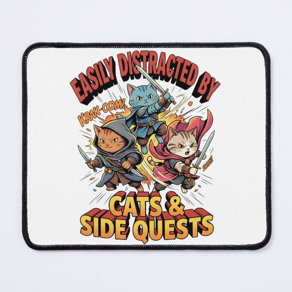 Item preview, Easily Distracted By Cats And Side Quests Funny RPG Gamer designed and sold by TopKult.