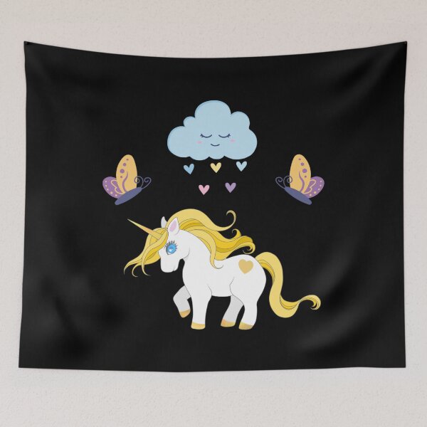 Item preview, Sweet Dreams Golden Unicorn & Rain Cloud: Cute Pastel Nursery Art designed and sold by Yasmine Mohammed.