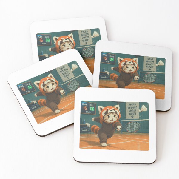 Item preview, Badminton is fun (panda cat) designed and sold by RunningWhiskers.
