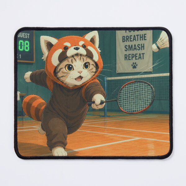 Item preview, Badminton is fun (panda cat) designed and sold by RunningWhiskers.
