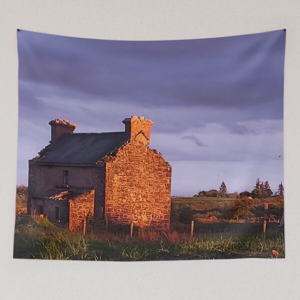 Item preview, Derelict Irish Cottage at Sunset – Rustic Rural Ireland Stone House designed and sold by ivon55.