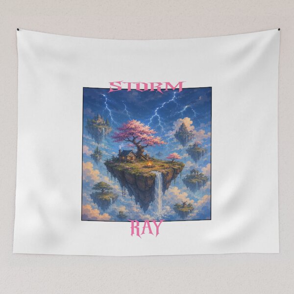Item preview, Floating Island Storm Fantasy Art | RAY Vintage Streetwear Graphic Tee designed and sold by RAYapparel.