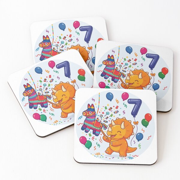 Item preview, Cute Orange Triceratops 7 Birthday Party designed and sold by Tronstell.