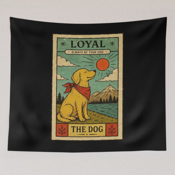 Item preview, Loyal Dog Vintage Poster with Rustic Nature and Mountain Scenery designed and sold by ferminhays.