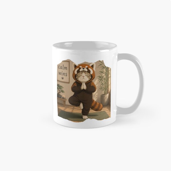 Item preview, Calm wins - Yoga (panda cat) designed and sold by RunningWhiskers.