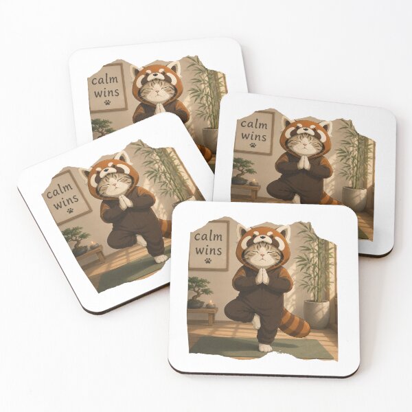 Item preview, Calm wins - Yoga (panda cat) designed and sold by RunningWhiskers.