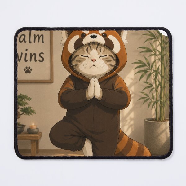 Item preview, Calm wins - Yoga (panda cat) designed and sold by RunningWhiskers.