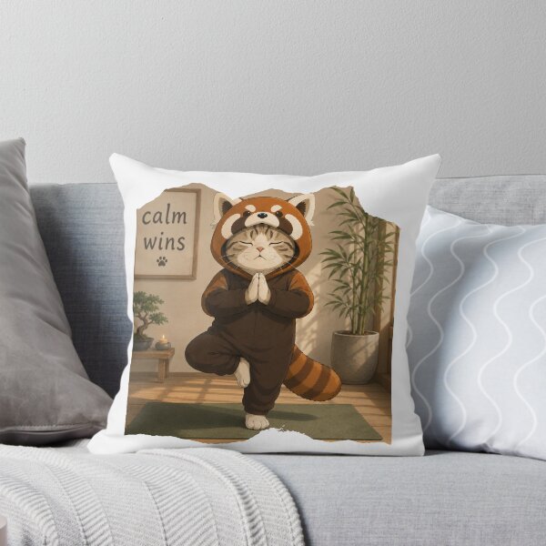 Item preview, Calm wins - Yoga (panda cat) designed and sold by RunningWhiskers.