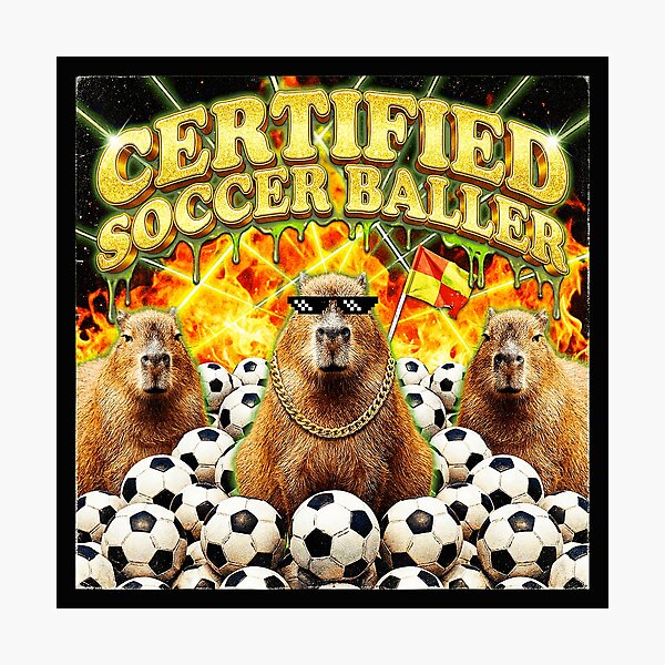 Item preview, Certified Soccer Baller Capybara Meme With Chaotic Retro Sports Energy designed and sold by Masonixem.