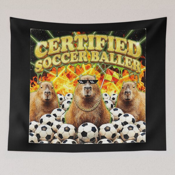 Item preview, Certified Soccer Baller Capybara Meme With Chaotic Retro Sports Energy designed and sold by Masonixem.