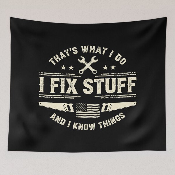 Item preview, Fix Stuff And Know Things Funny Dad Workshop Vintage designed and sold by zamiokaline.