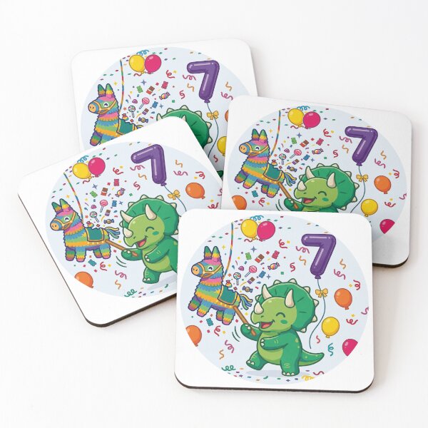 Item preview, Cute Green Triceratops 7 Birthday Party designed and sold by Tronstell.
