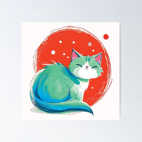 Item preview, Whimsical Vintage Elegant Cat with  Minimalist Kawaii Art designed and sold by Noorkin.
