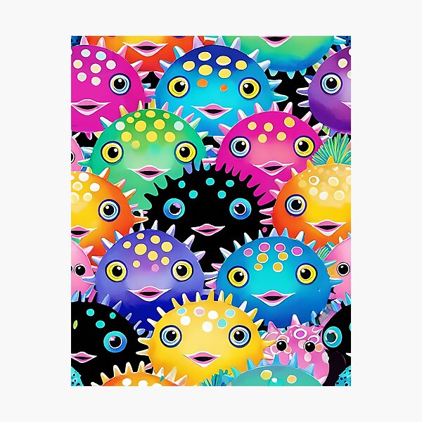 Item preview, Cute Colorful Cartoon Pufferfish Pattern designed and sold by Tammy Winand Arts.