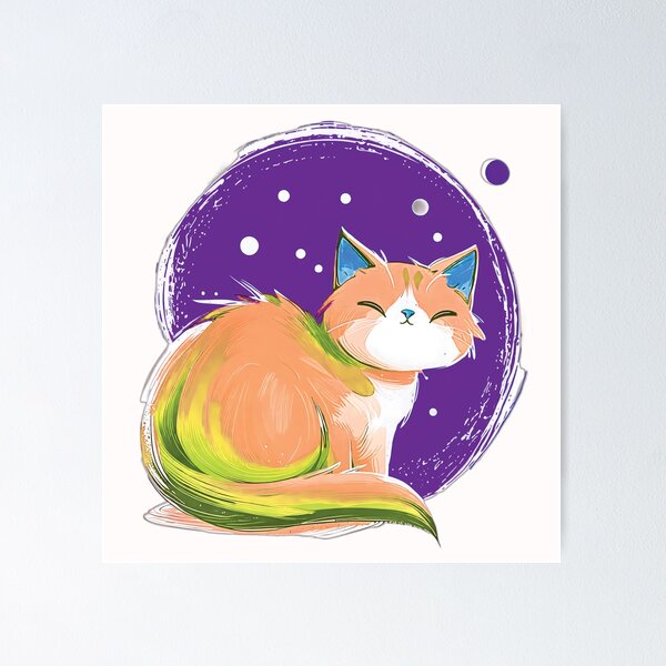 Item preview, Whimsical Vintage Elegant Cat with  Minimalist Kawaii Art designed and sold by Noorkin.