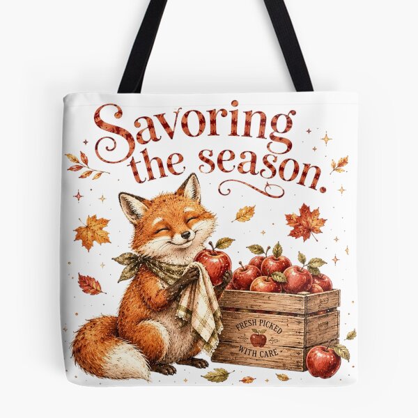 Item preview, Savoring The Season Apple Fox Autumn Harvest Aesthetic designed and sold by AQUILAKREO.