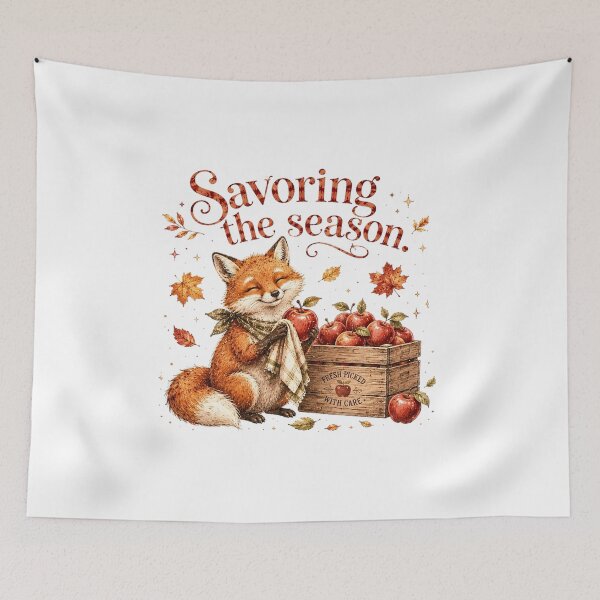 Item preview, Savoring The Season Apple Fox Autumn Harvest Aesthetic designed and sold by AQUILAKREO.