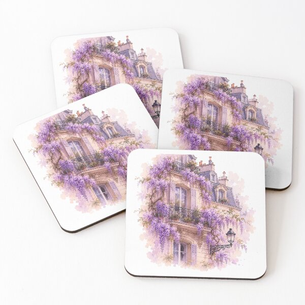 Item preview, Wisteria Covered Parisian Balcony Watercolor designed and sold by Blueberry-art23.