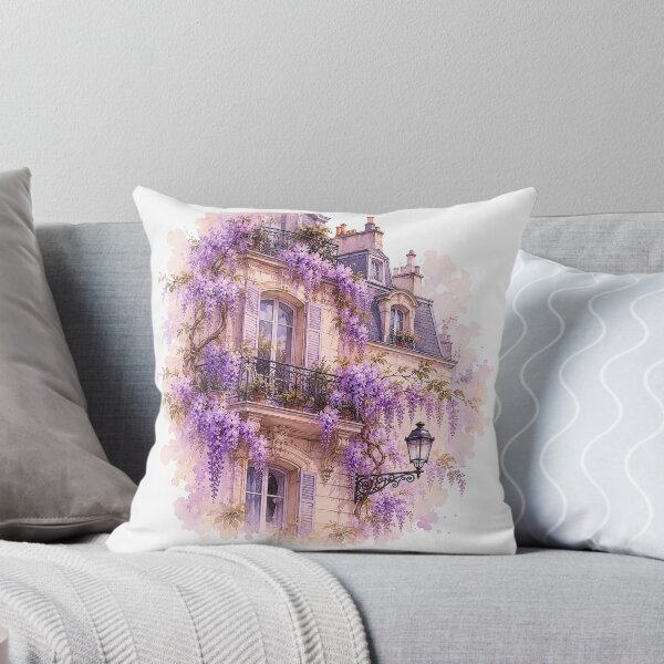 Item preview, Wisteria Covered Parisian Balcony Watercolor designed and sold by Blueberry-art23.