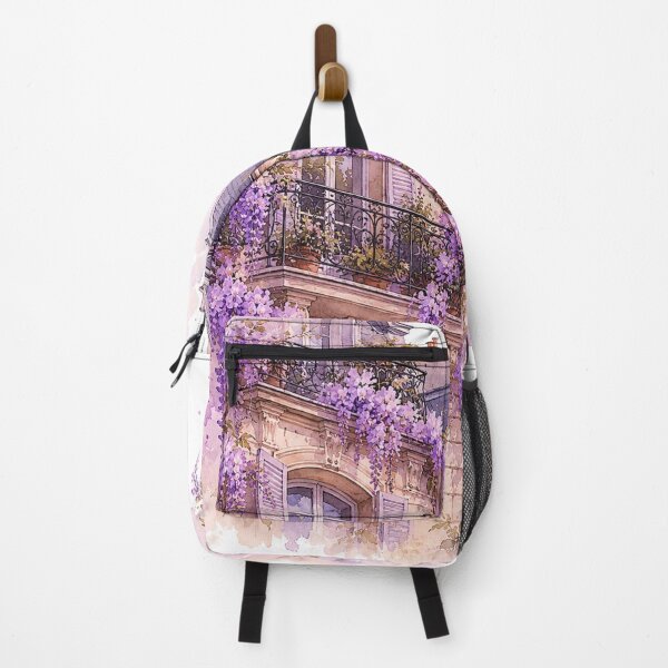 Item preview, Wisteria Covered Parisian Balcony Watercolor designed and sold by Blueberry-art23.